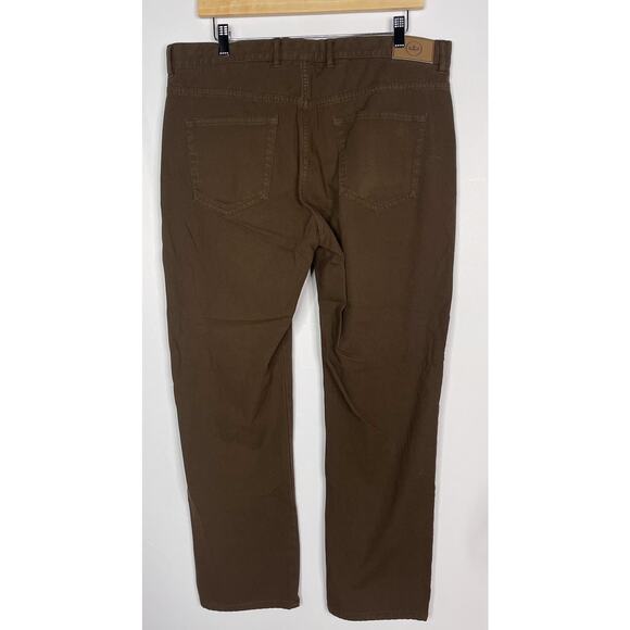 Peter Millar Size 35 Dark Brown Canvas Five Pocket Stretch Pants Cotton Straight - Picture 2 of 10